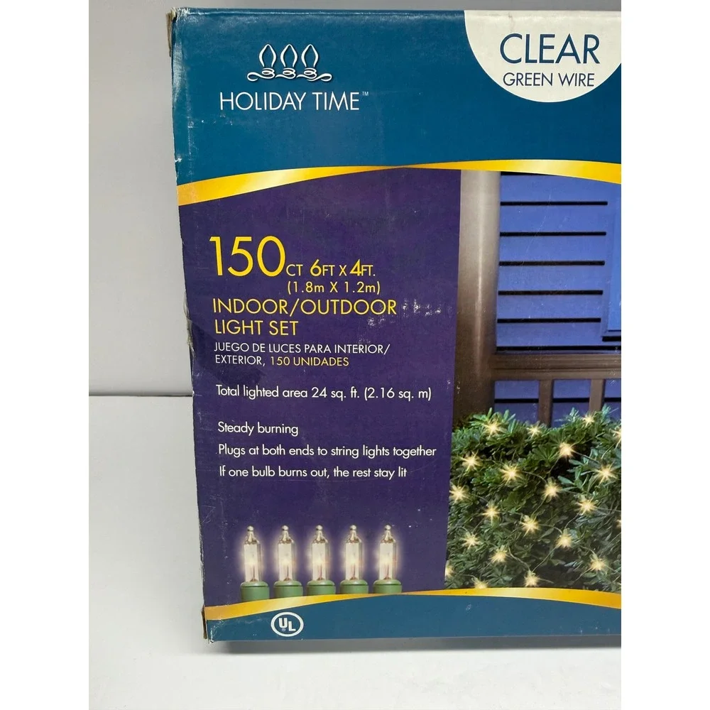 Holiday Time 150 Count Clear Net Light Set Green Wire Indoor Outdoor 6ft x 4ft